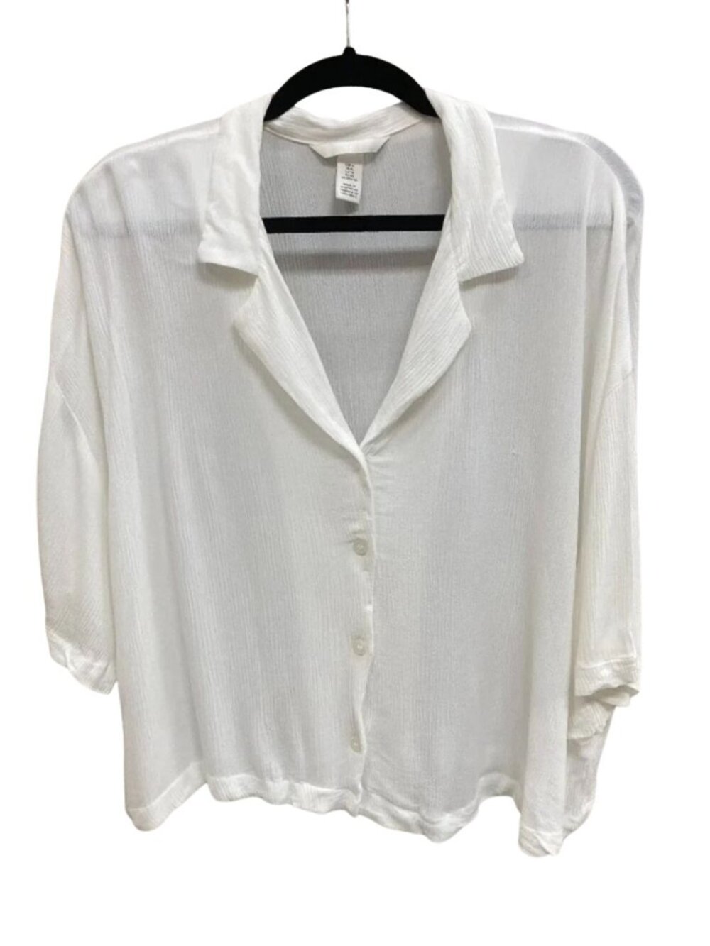 H&M Lightweight Vicoise Layering Front Button Top White Size XL